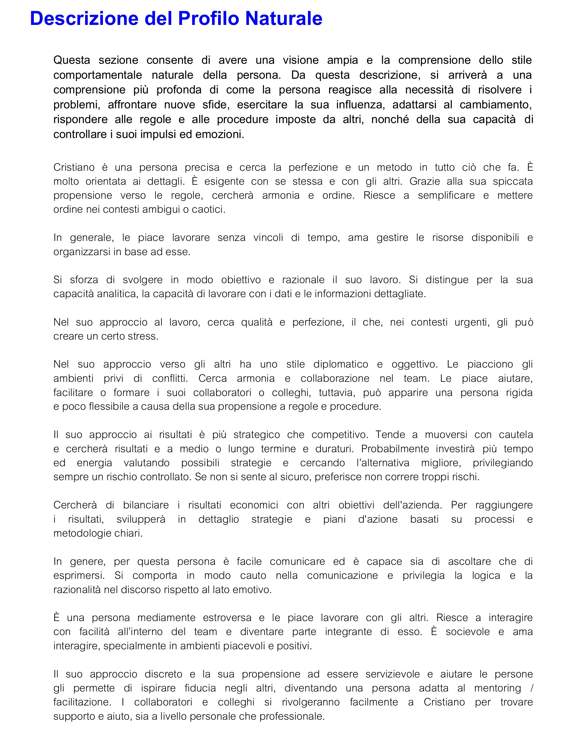Anteprima Descrizione del Profilo Naturale