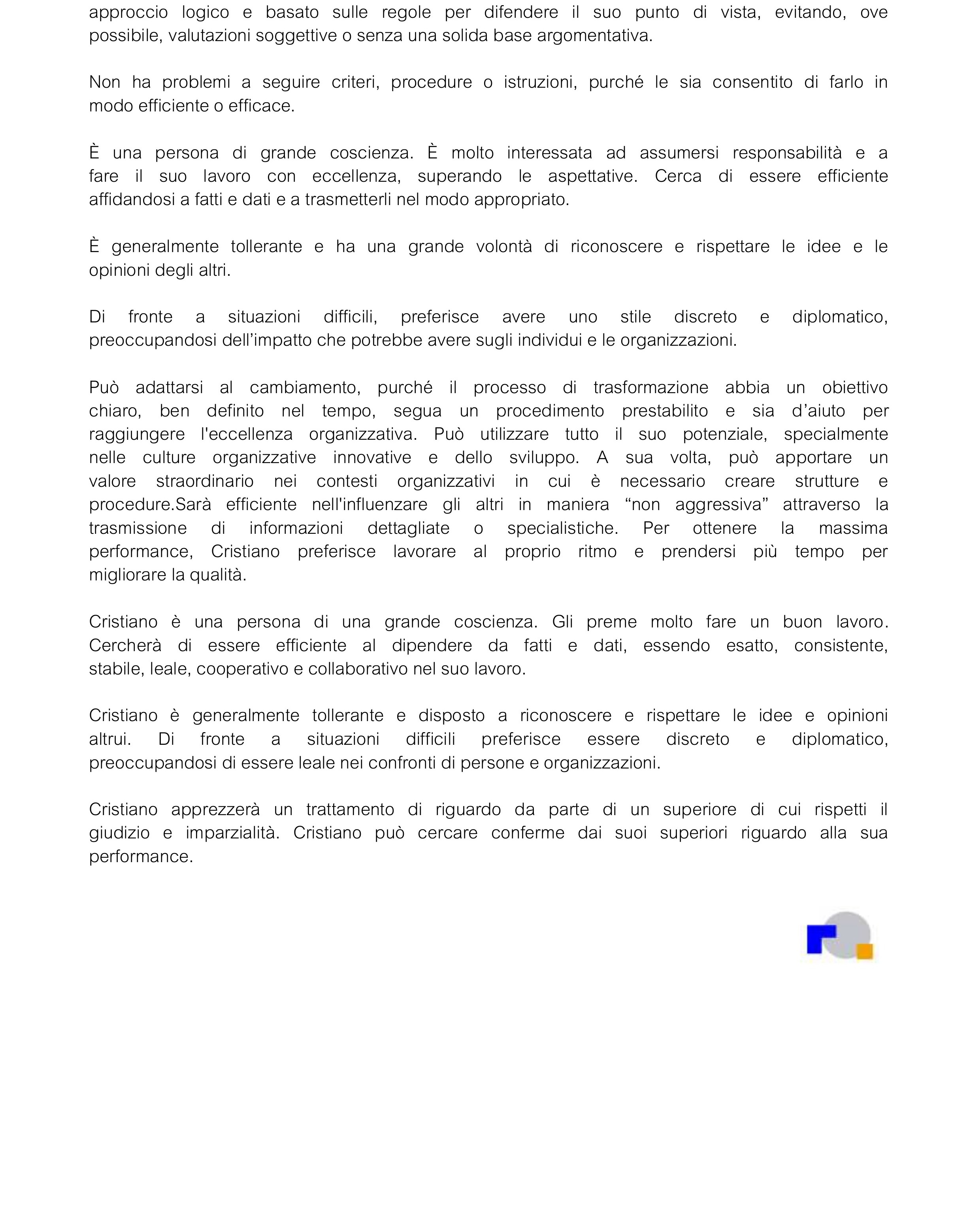 Descrizione del Profilo Naturale di Cristiano - parte 2